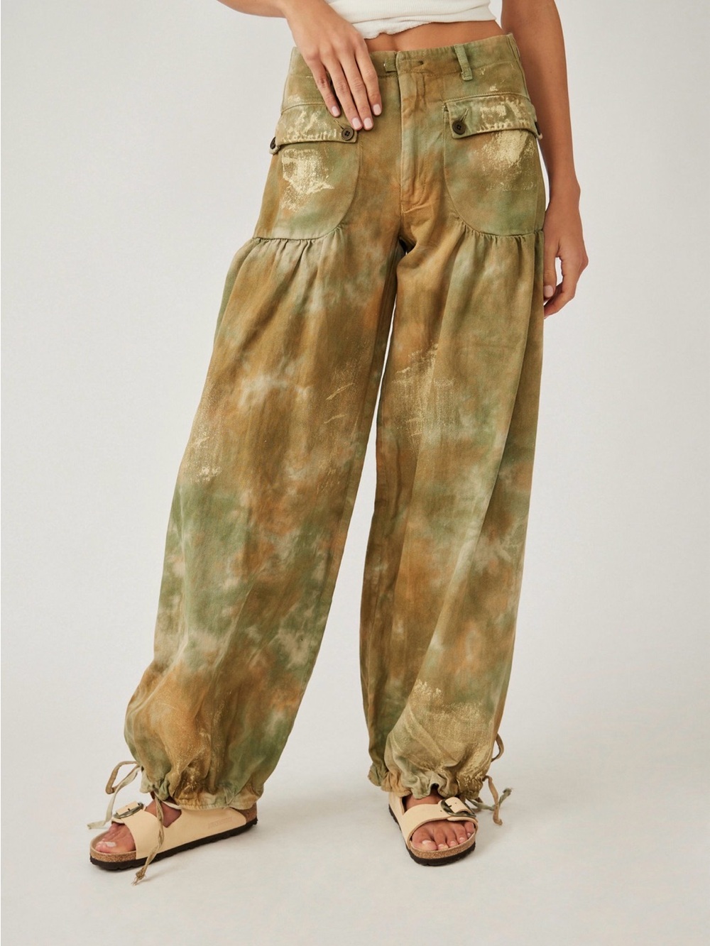 Free People We The Free Lotus Jeans 28 Tie Dye Balloon Wide Leg Cargo Pants